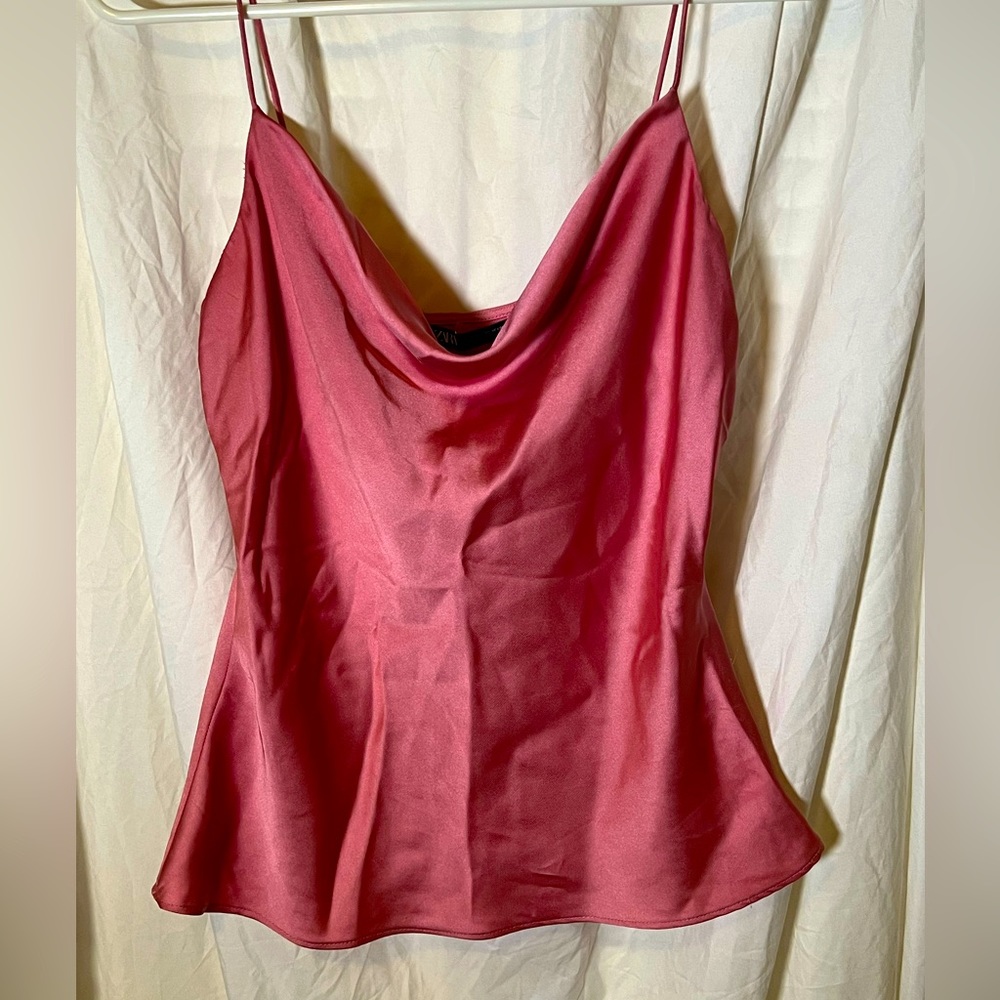 Zara Pink satin slip top in XS